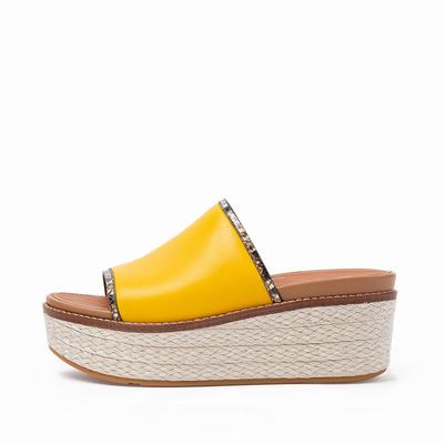 Fitflop Eloise Snake Trim Espadrille Slides - Sandalen Damen - Orange Gelb (DUJ496083)